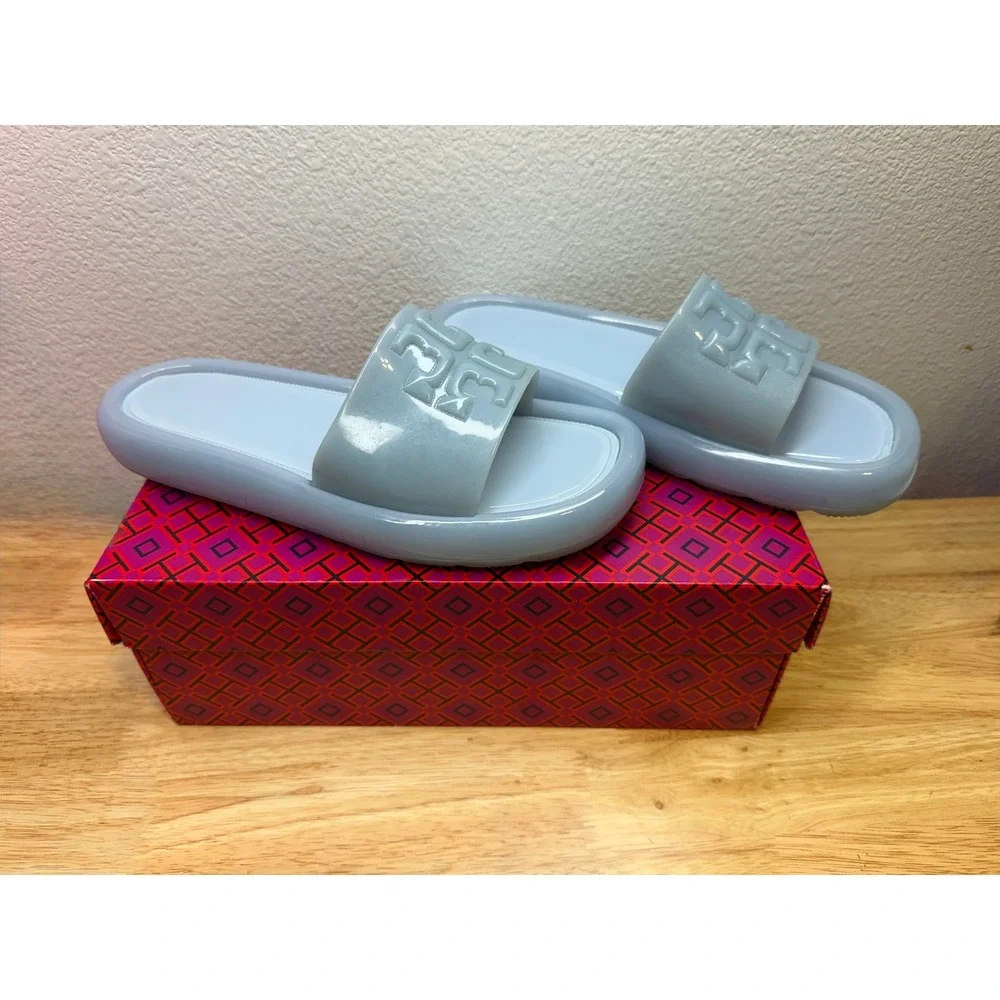 Tory Burch Bubble Jelly Slide Sandals Dew Blue 85010 Womens 7B